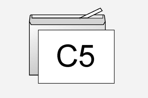 Kirjekuori C5 valkoinen umpikuori teippisuljenalla