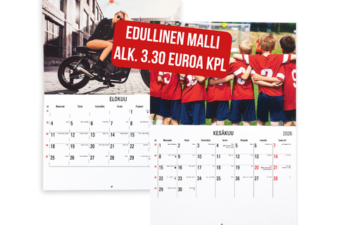 A4 Seinäkalenteri vihkomalli avattuna A3, LOGO