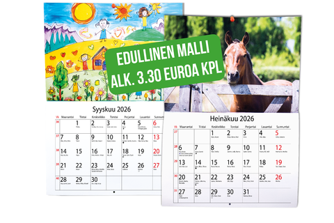 A4 Vihkomallinen seinäkalenteri, avattuna A3