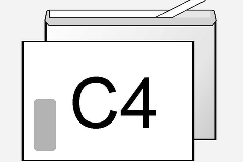 Kirjekuori C4 valkoinen ikkunakuori teippisuljennalla