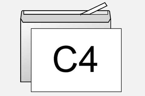 Kirjekuori C4 valkoinen umpikuori teippisuljenalla