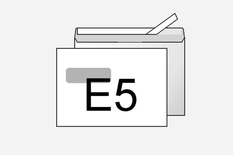 Kirjekuori E5 Valkoinen ikkunakuori teippisuljennalla